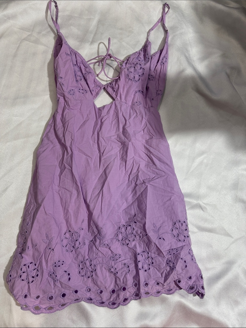 Zara Lavender Eyelet Lace Trim Slip Dress